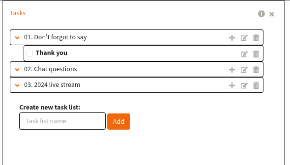 Screenshot aplikace úkolů. Pod prvním seznamem úkolů byl vytvořen nový úkol.